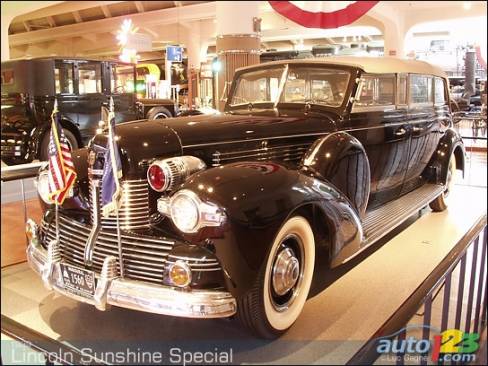 The "Sunshine Special" was the first White House car to be considerably modified for safety reasons. This 1939 Lincoln Special K was often used by Franklin D. Roosevelt (1933-1945) before World War II. Before being rebodied and serving the president of the United States, this was Al Capone's personal car!