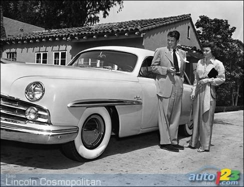 A young Ronald Reagan poses beside a 1949 Lincoln Cosmopolitan back when he was just a popular Hollywood actor. Little did he know what life would have in store for him.