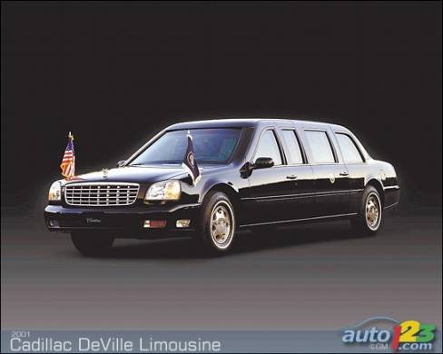 The presidential Cadillac in which George W. Bush rode in following his inauguration in January 2001, had a different look from the "glass palace" used since 1993. The limousine was built on the platform of a front-wheel-drive DeVille and sported a markedly higher roof and streamlined windows.