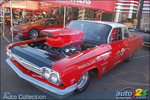 The Chevrolet 409 dragster, the "fastest 409 in the world," presented at Barrett-Jackson's.