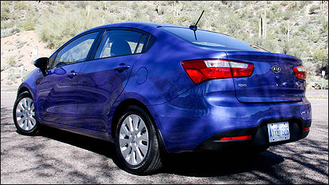 2012 Kia Rio Sedan rear 3/4 view