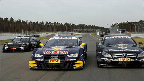Les trois nouvelles voitures: BMW M3 DTM, Audi A5 DTM et AMG Mercedes C-Coupe.