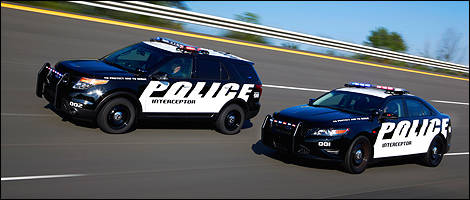 2013 Ford Police Interceptor Sedan and Utility front 3/4 view