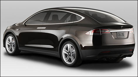 2013 Tesla Model X rear 3/4 view
