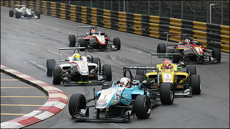 The F3 cars in action durant the recent Grand Prix of Macau.