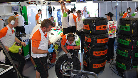 F1 Sahara Force India garage