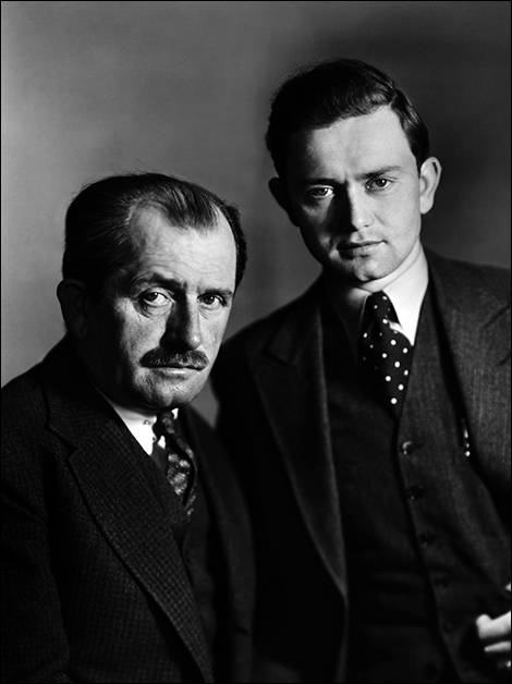 The designer Ferdinand Porsche (left) with his son Ferry (right) in 1934