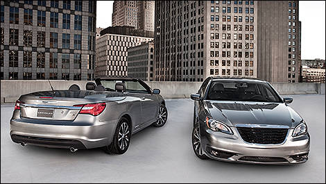 2014 Chrysler 200 convertible rear 3/4 view and 2014 Chrysler 200 front view