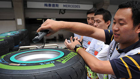 F1 Pirelli tire bar code