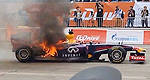 F1: Demo Red Bull F1 car catches fire (+video)