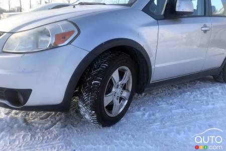These Hankook Kinergy 4S2 tires on a Suzuki have performed well for two winters.