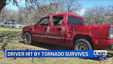 Riley Leon's Chevy Silverado, post-tornado