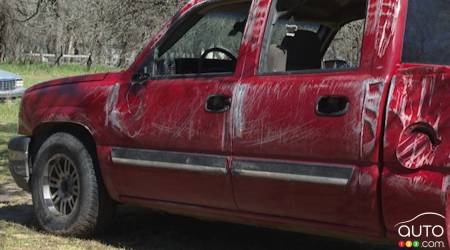 Riley Leon's Chevy Silverado, post-tornado, img. 2