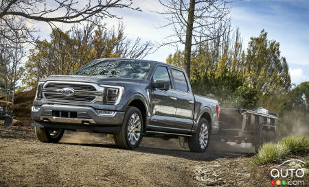 A 2021 Ford F-150 with trailer