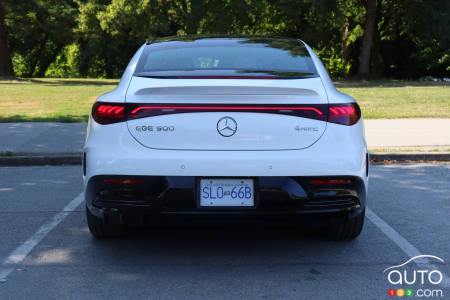 The rear of 2023 Mercedes-Benz EQE 500