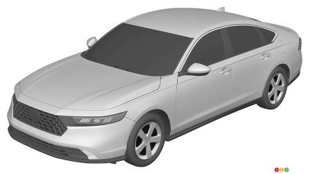 The 2024 Honda Accord (patent image), three-quarters front