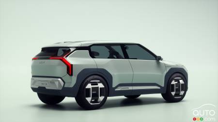 The Kia EV3 concept, three-quarters rear