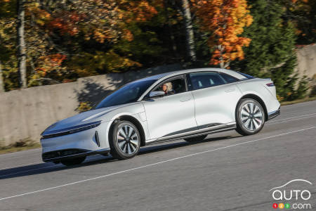 La Lucid Air Pure 2023, lors de la journée Test Fest organisée par l'AJAC