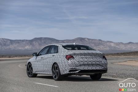 2021 Hyundai Elantra N Line, three-quarters rear
