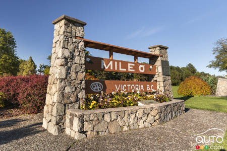 Mile 0 monument in Victoria, BC