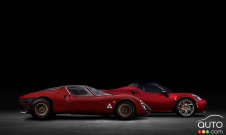The 1967 Alfa Romeo 33 Stradale, and the Alfa Romeo 4C 33 Stradale Tributo