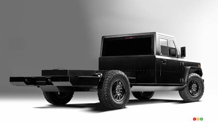 Bollinger B2CC, three-quarters rear, doors closed