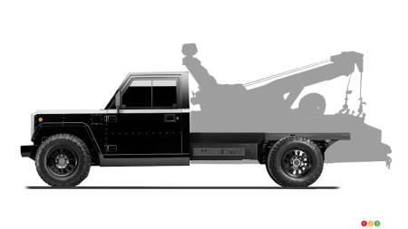 Bollinger B2CC, with towing equipment silhouette