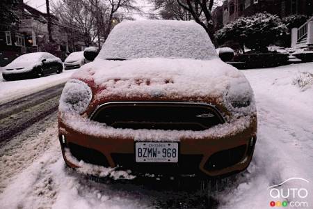 A Mini under the snow