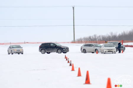 Participants in the winter driving course