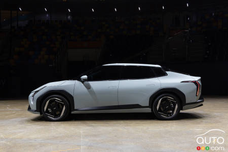 The Kia EV4, in profile