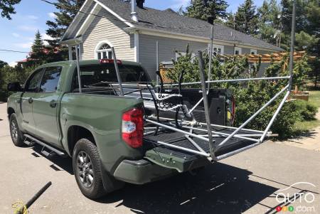 The 2021 Toyota Tundra CrewMax SR5, tailgate down