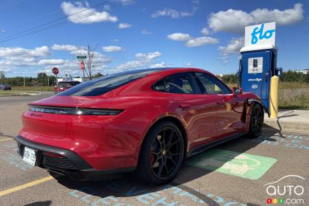 The 2022 Porsche Taycan GTS, charging up