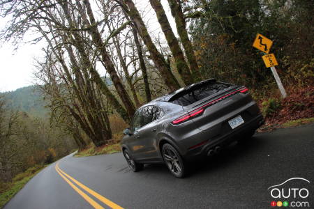 The 2020 Porsche Cayenne S Coupe S, on the road