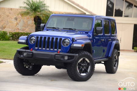 The 2020 Jeep Wrangler Diesel , three-quarters front
