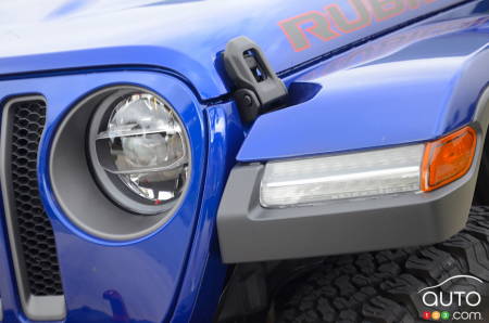 The 2020 Jeep Wrangler Diesel, front headlight