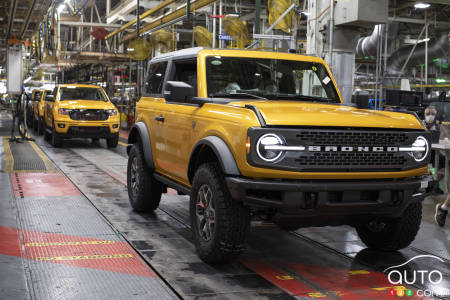 The Ford Bronco on the production line
