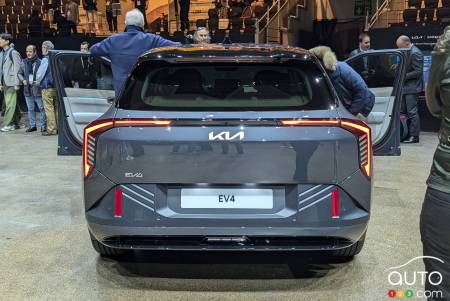 The Kia EV4 five-door hatchback, rear