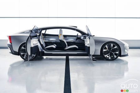 Prototype Polestar Precept, profil, portes ouvertes