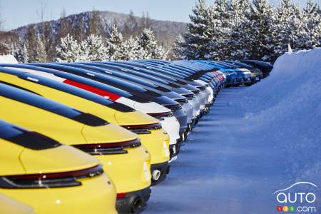 Les Porsche 911 lors de la journée Porsche Ice Experience