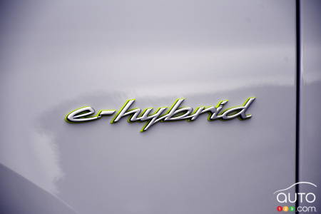 Logo E-Hybrid sur le Cayenne 2024