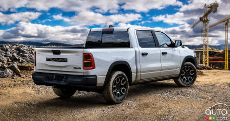 The 2025 Ram 1500 Ramcharger, three-quarters rear