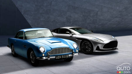 Les Aston Martin DB5 1963 et DB12 2024