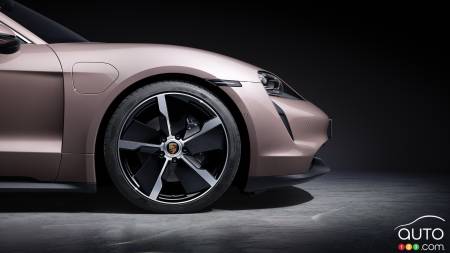 2021 Porsche Taycan with RWD, front wheel