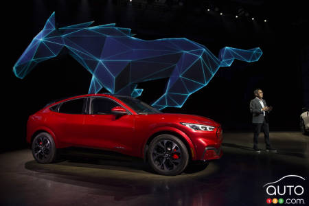 The Ford Mustang Mach-E, during its official launch