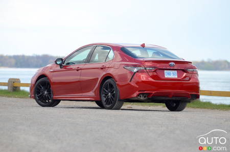 2021 Toyota Camry Hybrid, three-quarters rear