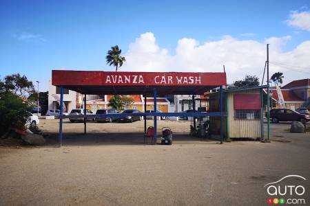 A car wash in the Caribbean