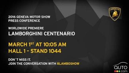 Lamborghini Centenario confirmed for Geneva Auto Show