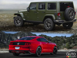 Ford Mustang décapotable vs Jeep Wrangler Unlimited 2016