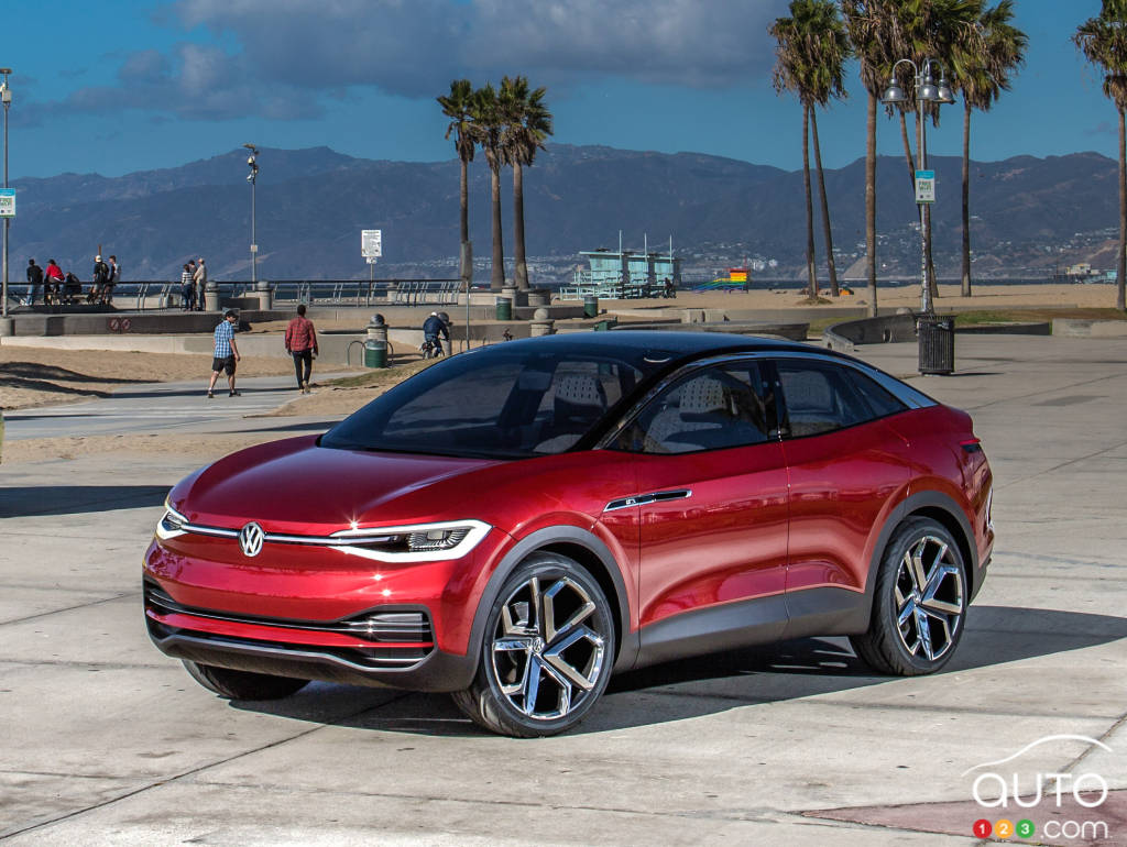 The new Volkswagen I.D. CROZZ concept (red) signals VW's next-generation EV lineup