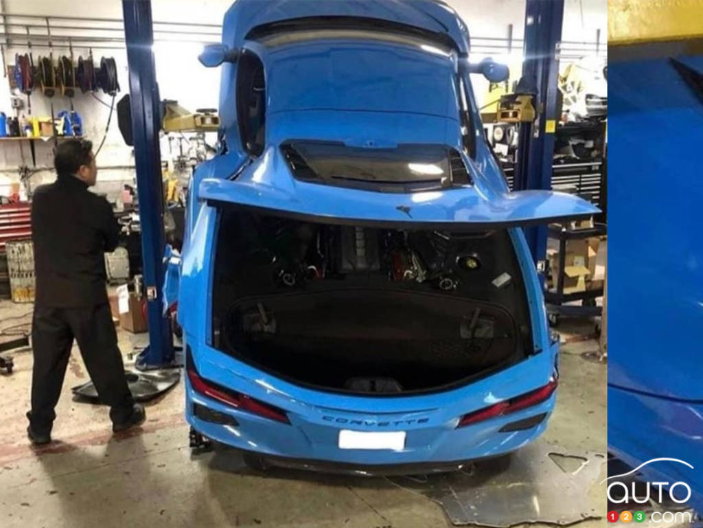 The wrecked Corvette C8